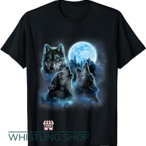 Three Wolf Moon T Shirt Howling Under Icy