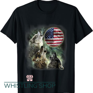 Three Wolf Moon T Shirt Moon-flag ameircan