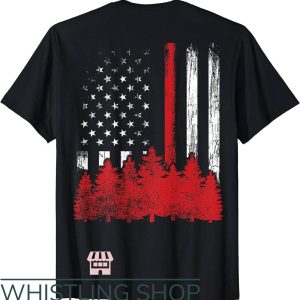 Wildland Fire T-Shirt Thin Red Line American Flag Wildland