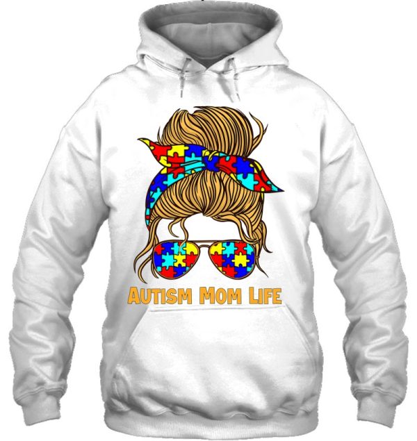 Womens Autism Mom Life Messy Bun Autism Mom