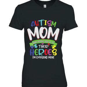 Womens Autism Mom People Look Up To Their Hero V Neck 2