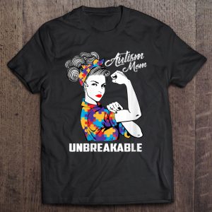 Womens Autism Mom Unbreakable Autism Awareness Gift V Neck 1