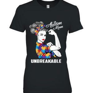 Womens Autism Mom Unbreakable Autism Awareness Gift V Neck 2
