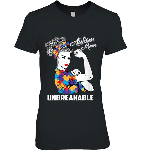 Womens Autism Mom Unbreakable – Autism Awareness Gift V-Neck
