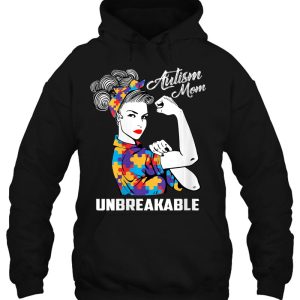Womens Autism Mom Unbreakable Autism Awareness Gift V Neck 3