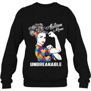 Womens Autism Mom Unbreakable Autism Awareness Gift V Neck 4