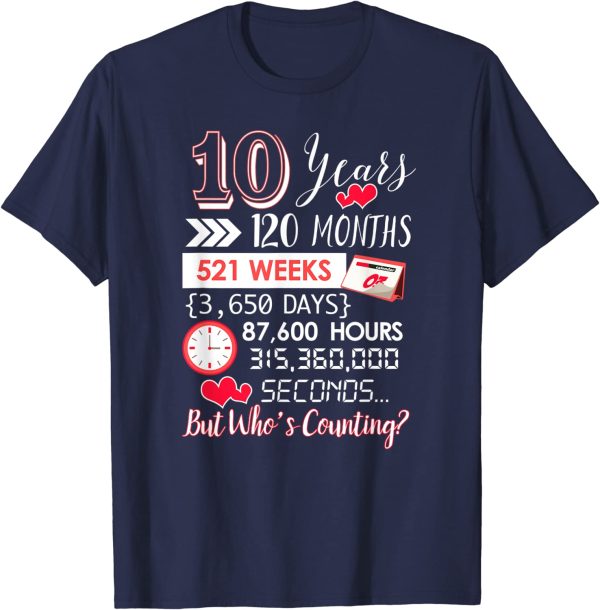 10th Wedding Anniversary Gift for Couple T-Shirt – Apparel, Mug, Home Decor – Perfect Gift For Everyone