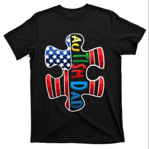 Autism Dad Autism Awareness Day USA Flag T-Shirt – The Best Shirts For Dads In 2023 – Cool T-shirts