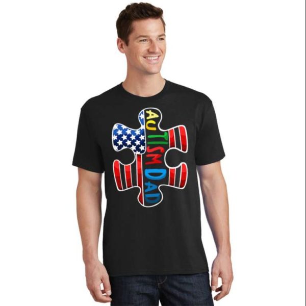 Autism Dad Autism Awareness Day USA Flag T-Shirt – The Best Shirts For Dads In 2023 – Cool T-shirts