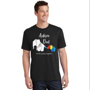 Autism Dad Elephant On This Journey Together Autism Awareness T-Shirt – The Best Shirts For Dads In 2023 – Cool T-shirts