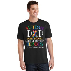 Autism Dad Puzzle Ribbon Son Is My Hero Autism Awareness Tee Shirt – The Best Shirts For Dads In 2023 – Cool T-shirts