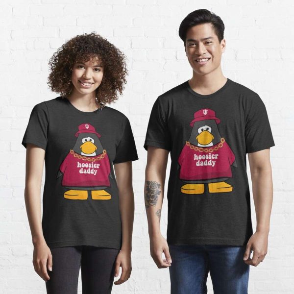 Black Hoosier Daddy Club Penguin Sticker T-Shirt – The Best Shirts For Dads In 2023 – Cool T-shirts