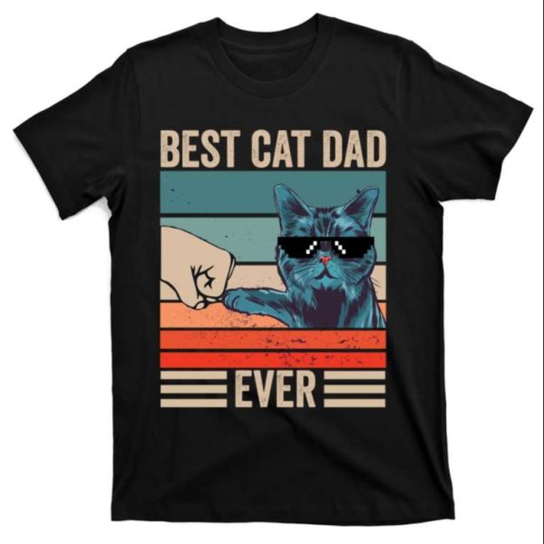 Cat Bump Fist – Vintage Best Cat Dad Ever T-Shirt – The Best Shirts For Dads In 2023 – Cool T-shirts