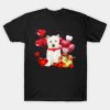 Cute West Highland White Terrier Dog With Heart And Flower Valentine shirt