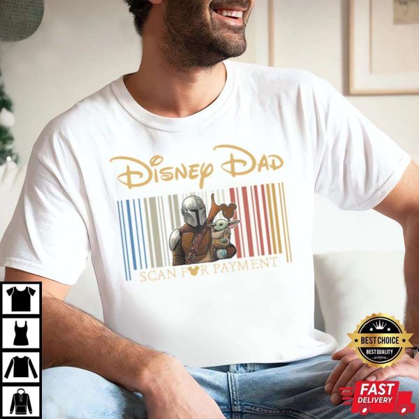 Dadalorian Dad Scan For Payment Funny Disney Shirts For Dads – The Best Shirts For Dads In 2023 – Cool T-shirts