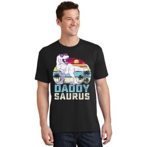 Daddysaurus Rex By The Sun Beach – Daddysaurus T-Shirt – The Best Shirts For Dads In 2023 – Cool T-shirts