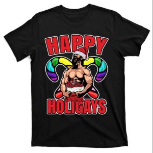 Funny Happy Holigays Candy Cane Xmas Proud Dad T Shirt Lgbt The Best Shirts For Dads In 2023 Cool T shirts 1