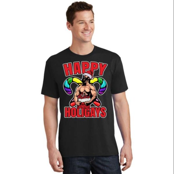 Funny Happy Holigays – Candy Cane Xmas – Proud Dad T-Shirt Lgbt – The Best Shirts For Dads In 2023 – Cool T-shirts