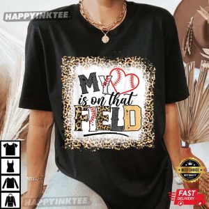 Gift For Mom Bleached Leopard Baseball Mom My Heart Is On That Field T-Shirt – Apparel, Mug, Home Decor – Perfect Gift For Everyone
