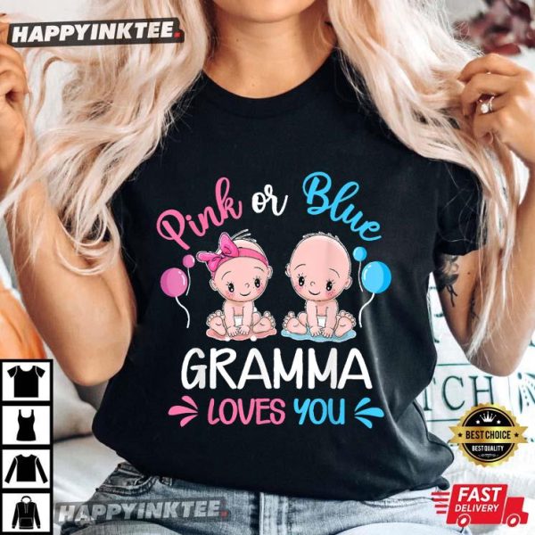 Gift For Mom Pink Or Blue Gramma Loves You T-Shirt – Apparel, Mug, Home Decor – Perfect Gift For Everyone