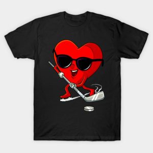 Happy Valentines Day heart playing ice hockey cute funny 2023 T shirt 1