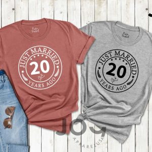 Just Married Shirt, 20th Anniversary Gift For Husband Wife – Apparel, Mug, Home Decor – Perfect Gift For Everyone