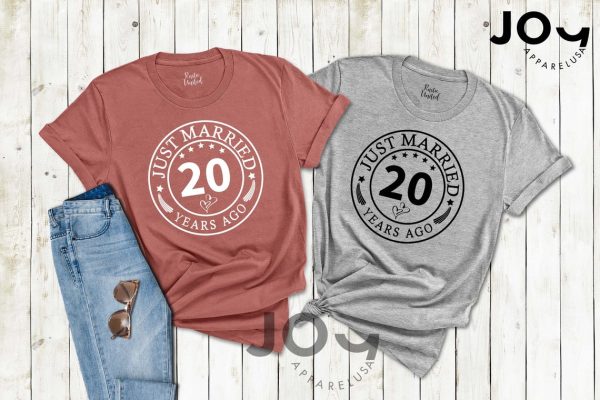 Just Married Shirt, 20th Anniversary Gift For Husband Wife – Apparel, Mug, Home Decor – Perfect Gift For Everyone