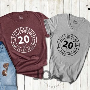 Just Married Shirt, 20th Anniversary Gift For Husband Wife – Apparel, Mug, Home Decor – Perfect Gift For Everyone