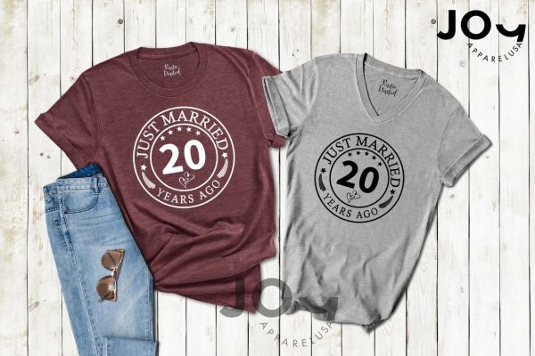 Just Married Shirt, 20th Anniversary Gift For Husband Wife – Apparel, Mug, Home Decor – Perfect Gift For Everyone