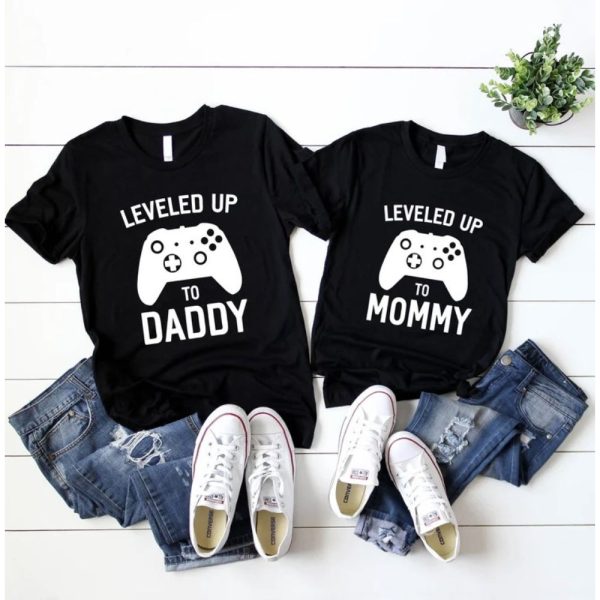 Leveled Up To Mommy Daddy T-Shirt – The Best Shirts For Dads In 2023 – Cool T-shirts