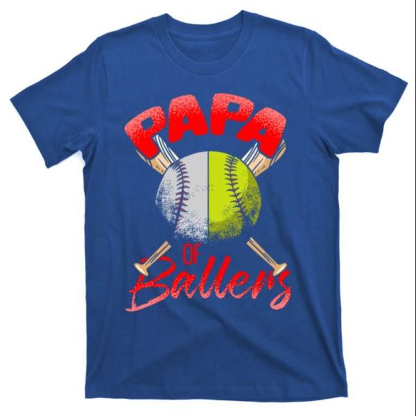 Papa Of Ballers Softball Dad Pitcher Baseball Bat T-Shirt – The Best Shirts For Dads In 2023 – Cool T-shirts