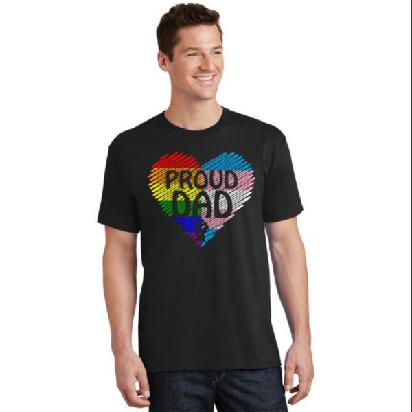 Rainbow And Transgender Flag Heart – Proud Dad T-Shirt Lgbt – The Best Shirts For Dads In 2023 – Cool T-shirts