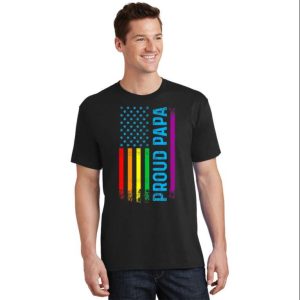 Rainbow Flag Proud Papa Gay Pride Month LGBTQ Tee Shirt – The Best Shirts For Dads In 2023 – Cool T-shirts