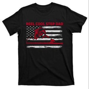 Reel Cool Step Dad Fishing Vintage American Flag T-Shirt – The Best Shirts For Dads In 2023 – Cool T-shirts