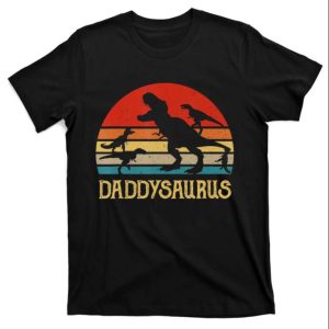 Retro Daddy Dinosaur Daddysaurus Fathers Day T-Shirt For Men – The Best Shirts For Dads In 2023 – Cool T-shirts