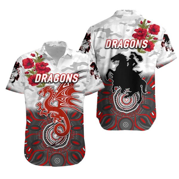 St. George Illawarra Dragons Symbol Anzac Indigenous Hawaiian Shirt Gift For Nrl Fans – Apparel, Mug, Home Decor – Perfect Gift For Everyone