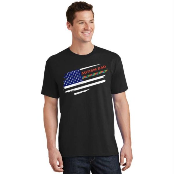 Vintage American Flag USA Autism Dad Awareness T-Shirt – The Best Shirts For Dads In 2023 – Cool T-shirts