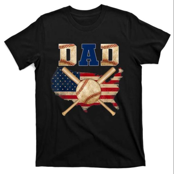 Vintage Proud Baseball And Softball Dad American Flag T-Shirt – The Best Shirts For Dads In 2023 – Cool T-shirts