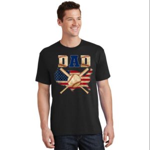 Vintage Proud Baseball And Softball Dad American Flag T-Shirt – The Best Shirts For Dads In 2023 – Cool T-shirts