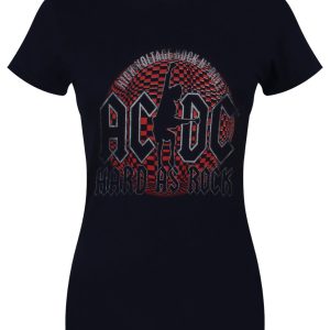 ACDC Hard As Rock Ladies Navy Blue T Shirt 1