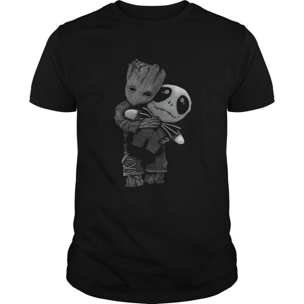 Baby Groot hug Jack Skellington shirt