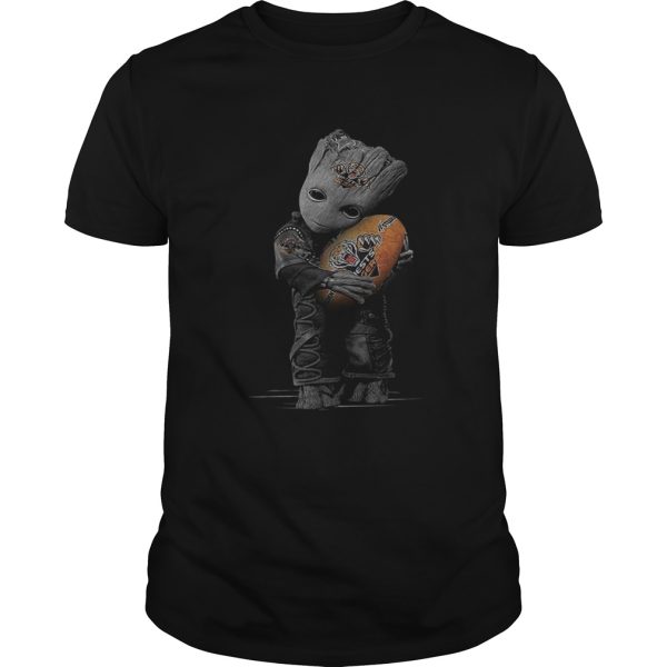 Baby Groot hug Wests Tigers ball shirt