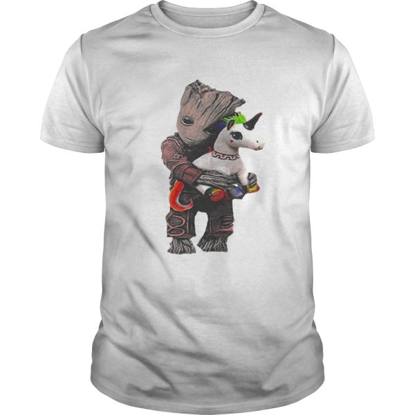 Baby Groot hug unicorn shirt