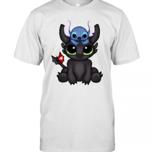 Baby Toothless Dragon And Stitch Flag T-Shirt