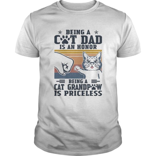 Being a paw cat dad is an honor being a cat grandpaw is priceless fathers day vintage retro shirt