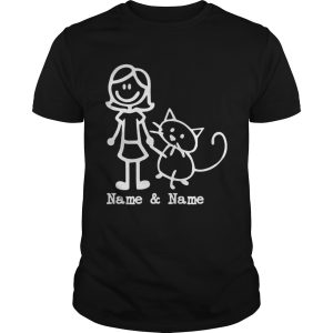 Best friends for life Name and Name girl and cat shirt