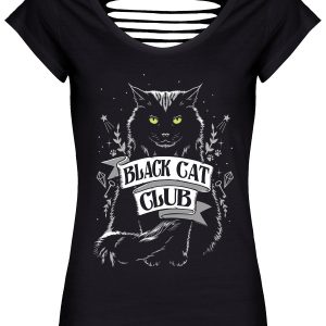 Black Cat Club Ladies Black Razor Back T Shirt 1