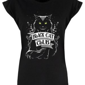 Black Cat Club Ladies Premium Black T-Shirt