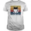 Black cat kit tea vintage retro shirt