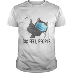 Black cat mask six feet people shirt